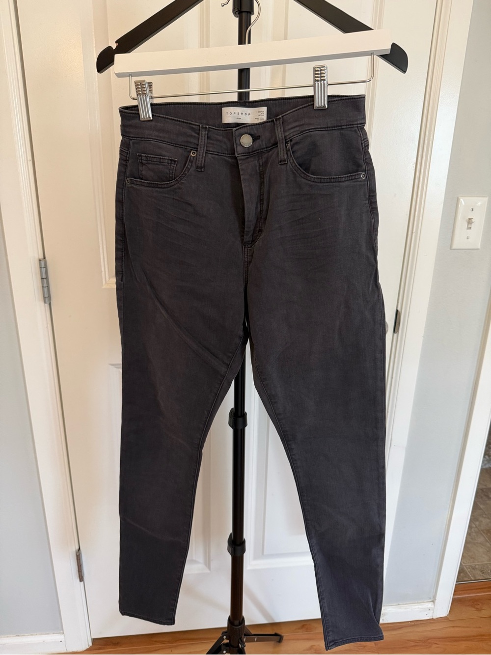 Topshop Dark Charcoal High-Rise Skinny Jeans